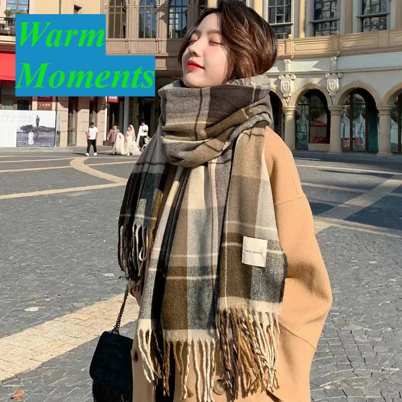 Women's Warm Autumn Winter Plaid Neckerchief Scarf