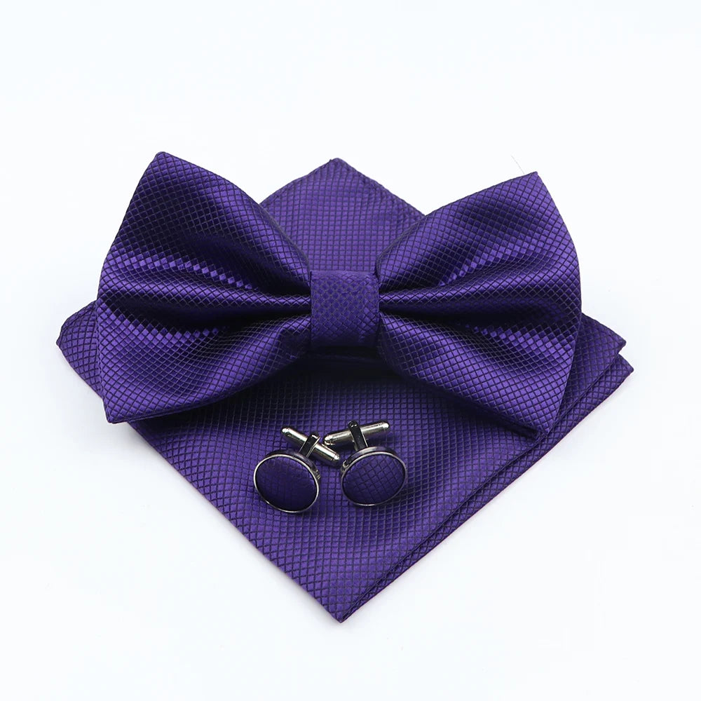 Men's Formal Pocket Square Cufflinks Polyester Bowtie