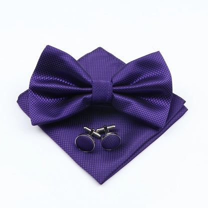 Men's Formal Pocket Square Cufflinks Polyester Bowtie