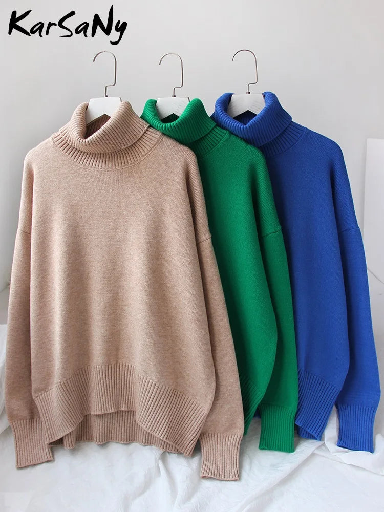 Oversized Turtleneck Thick Knit Sweater