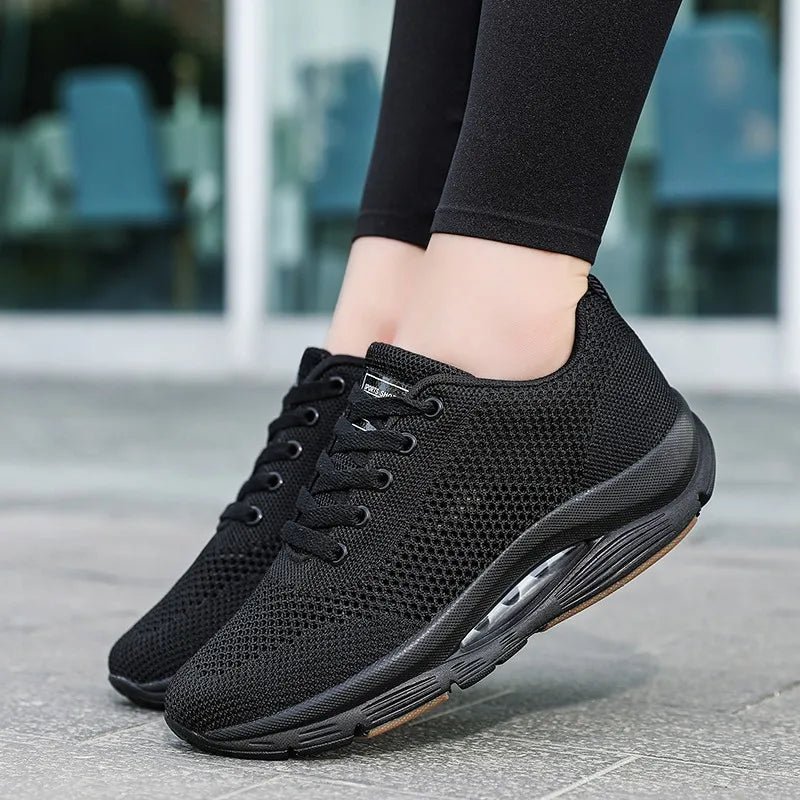 Women’s Walking Sneakers – Cushioned Breathable Gym & Jogging Shoes Lightweight Lace-Up Athletic Running Shoes