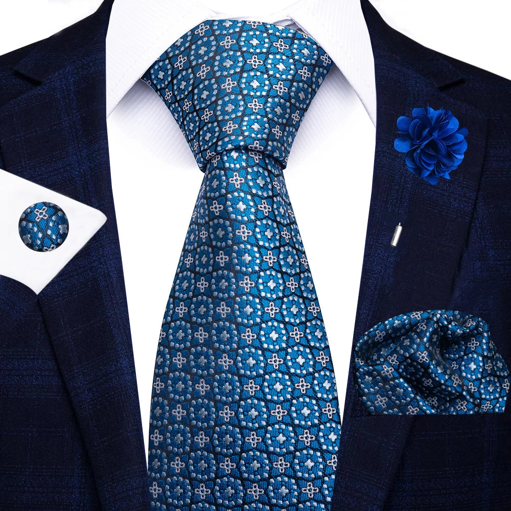 Men's Paisley Sky Blue Striped Silk Tie