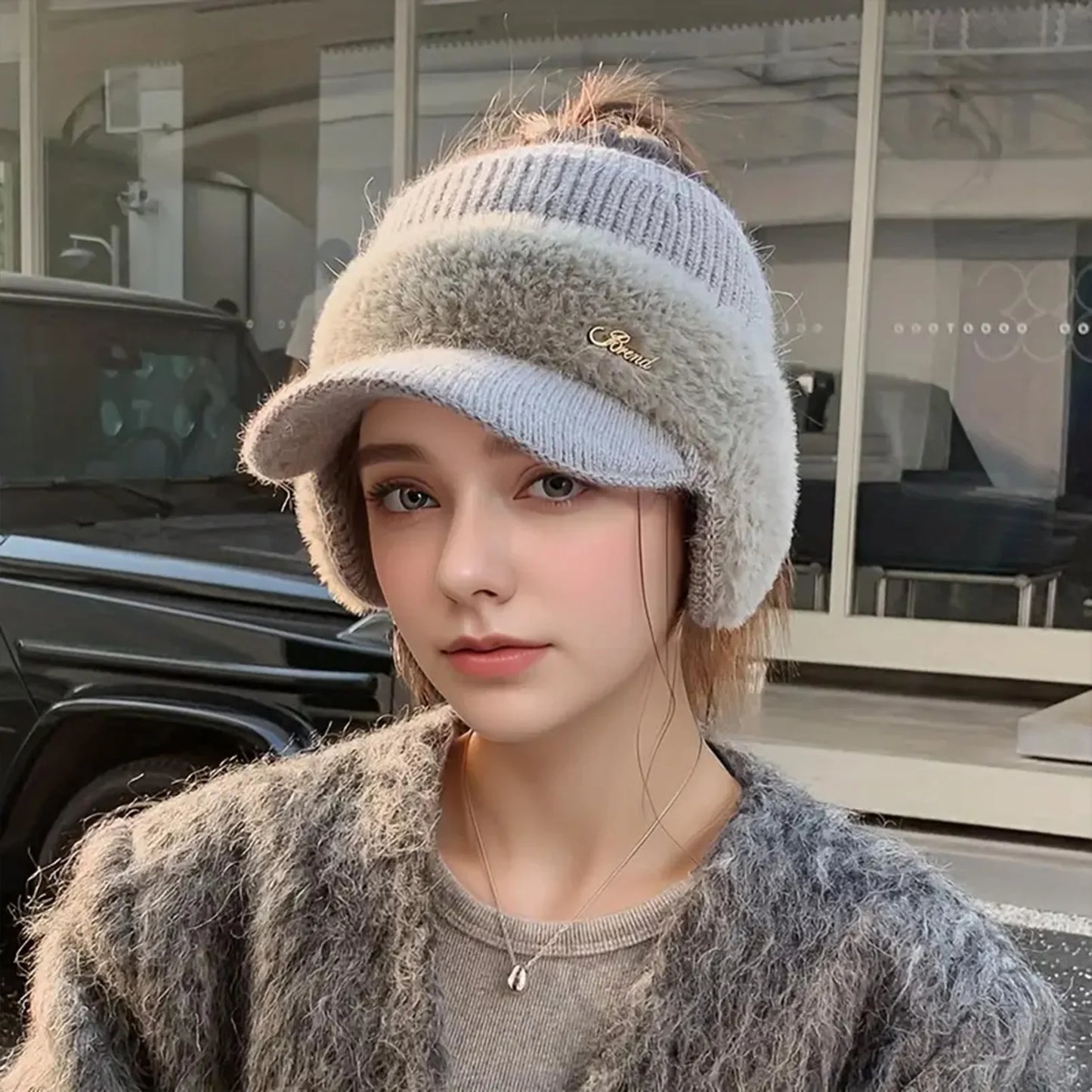 Women's Winter Windproof Ear Wing Knitted Cap
