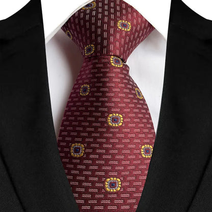 Men's Burgundy Plaid Silk Wedding Tie Set