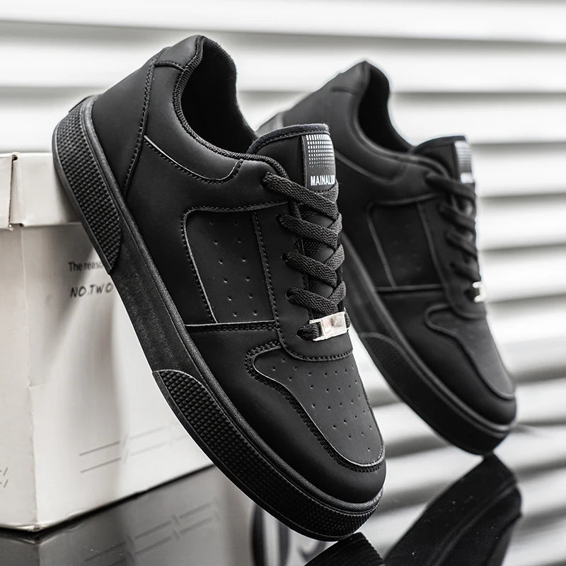 Herren Casual Leder Bequeme flache Slip-on Weiße Schuhe