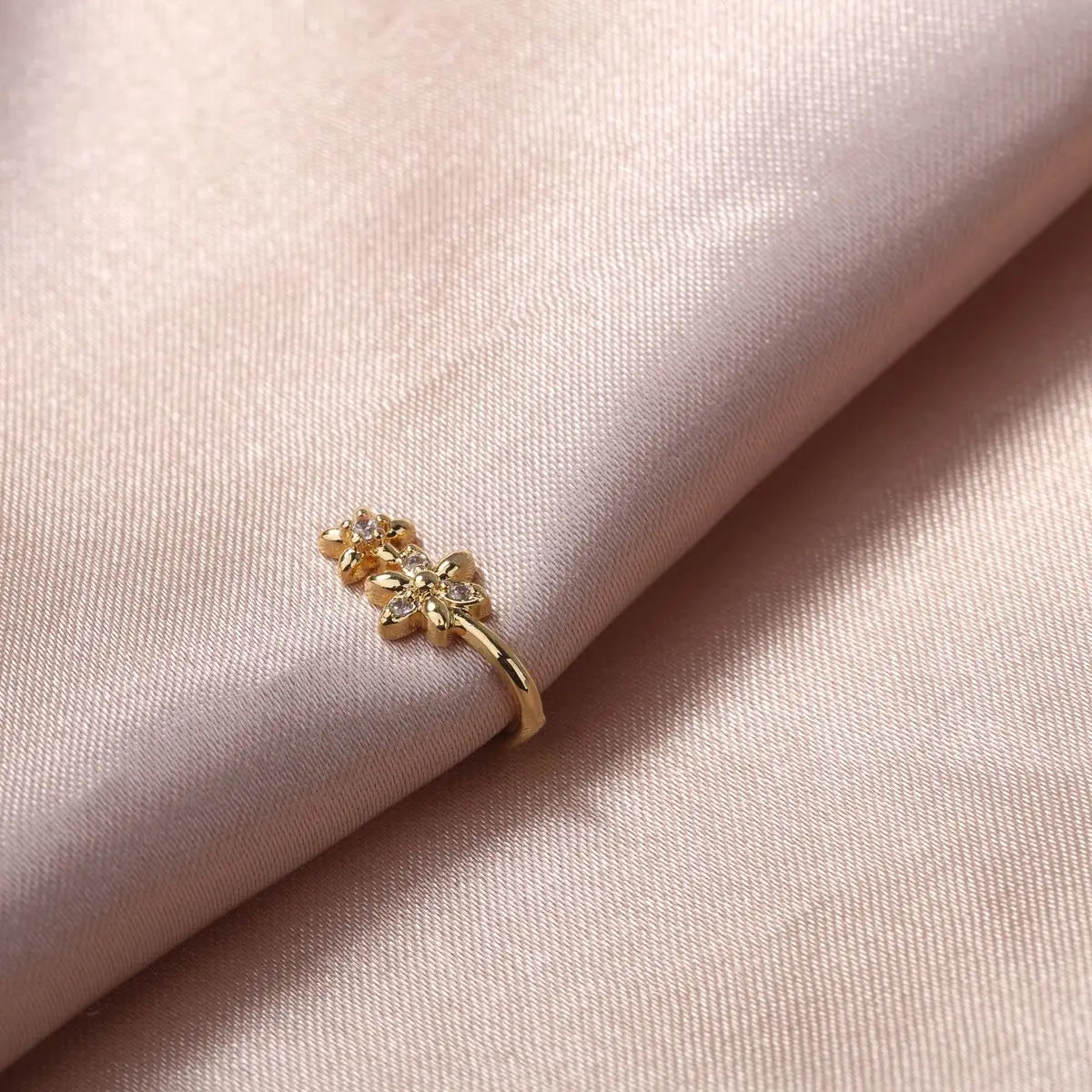 1pc Double Flower Charm Zircon U-shaped Nose Clip