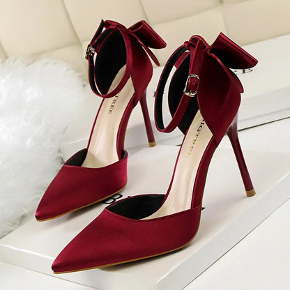 Women's Ultra-High Heels Velvet Hollow Out Ankle Strap Pumps