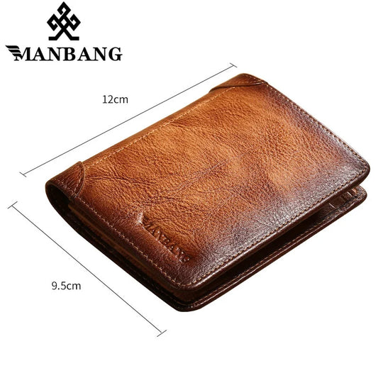 Genuine Leather Trifold Men's Wallets Credit Card Holder
