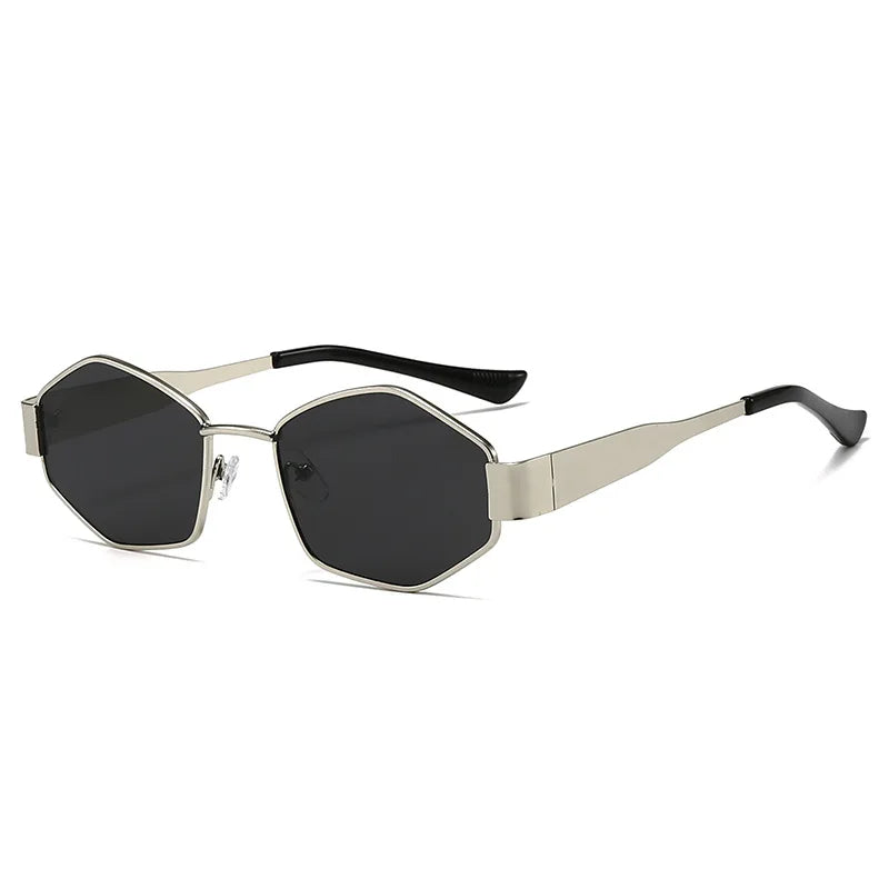 Unisex Trendy Metal Outdoor Hexagon Sunglasses