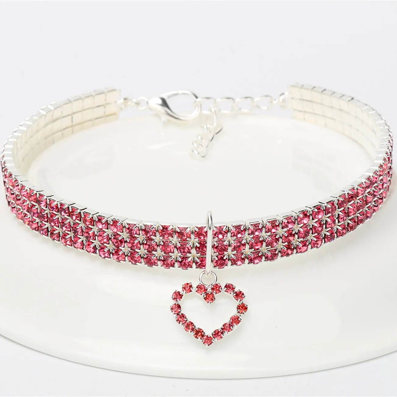 Shiny Elastic Love Pendant Sparkle Dog Collar