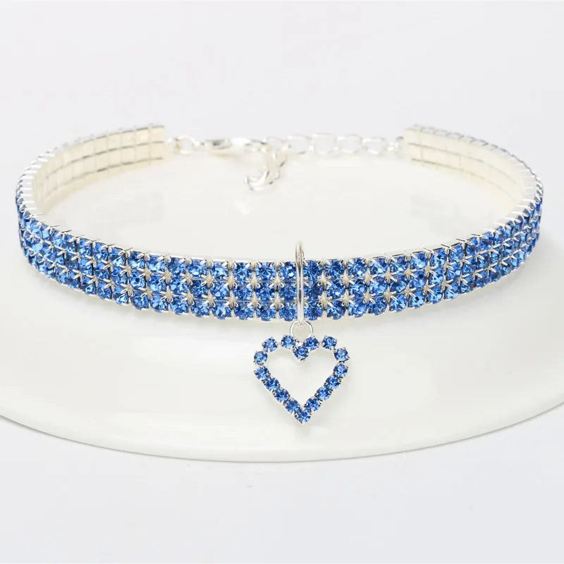 Shiny Elastic Love Pendant Sparkle Dog Collars