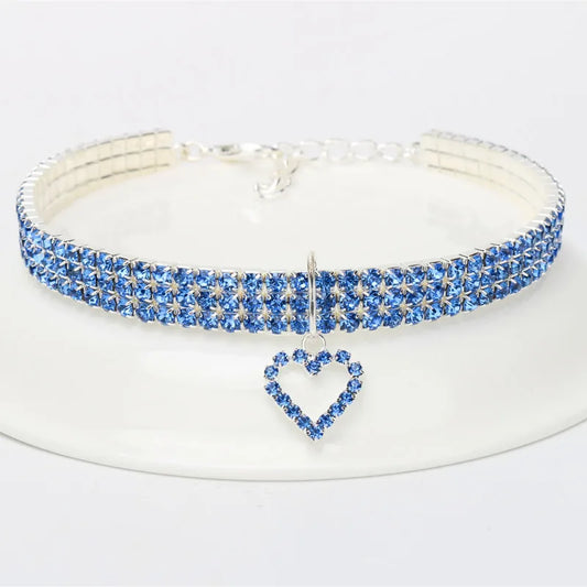 Shiny Elastic Love Pendant Sparkle Dog Collars