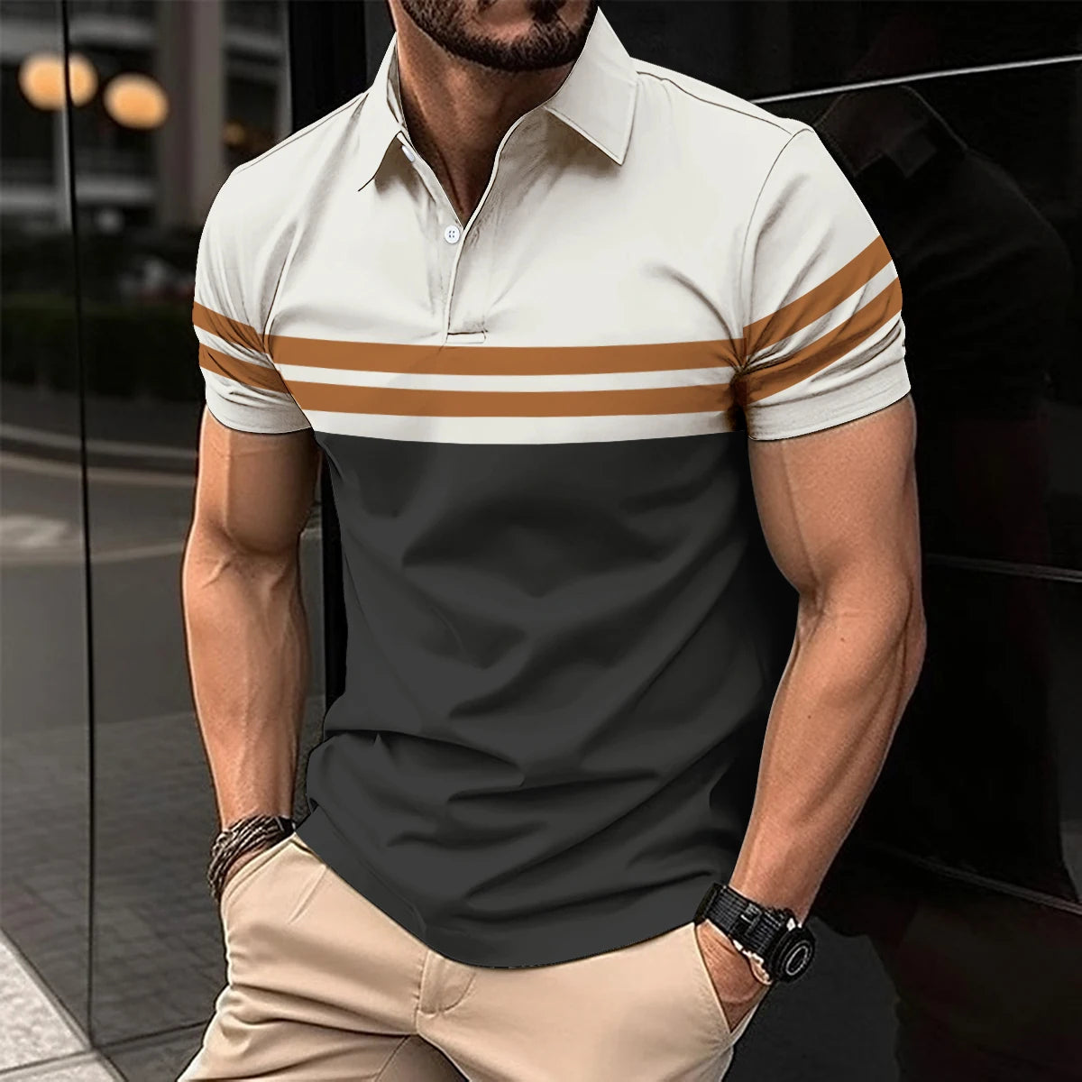 Trendy Short Sleeve Polo Shirt
