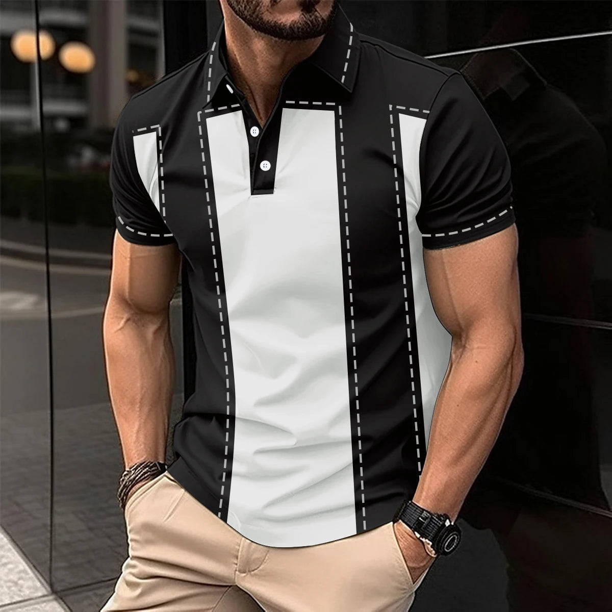 Trendy Short Sleeve Polo Shirt
