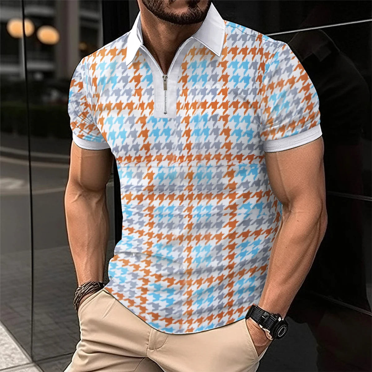 Trendy Short Sleeve Polo Shirt
