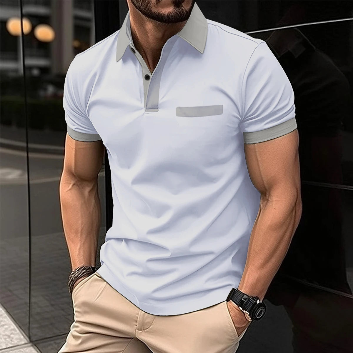 Trendy Short Sleeve Polo Shirt
