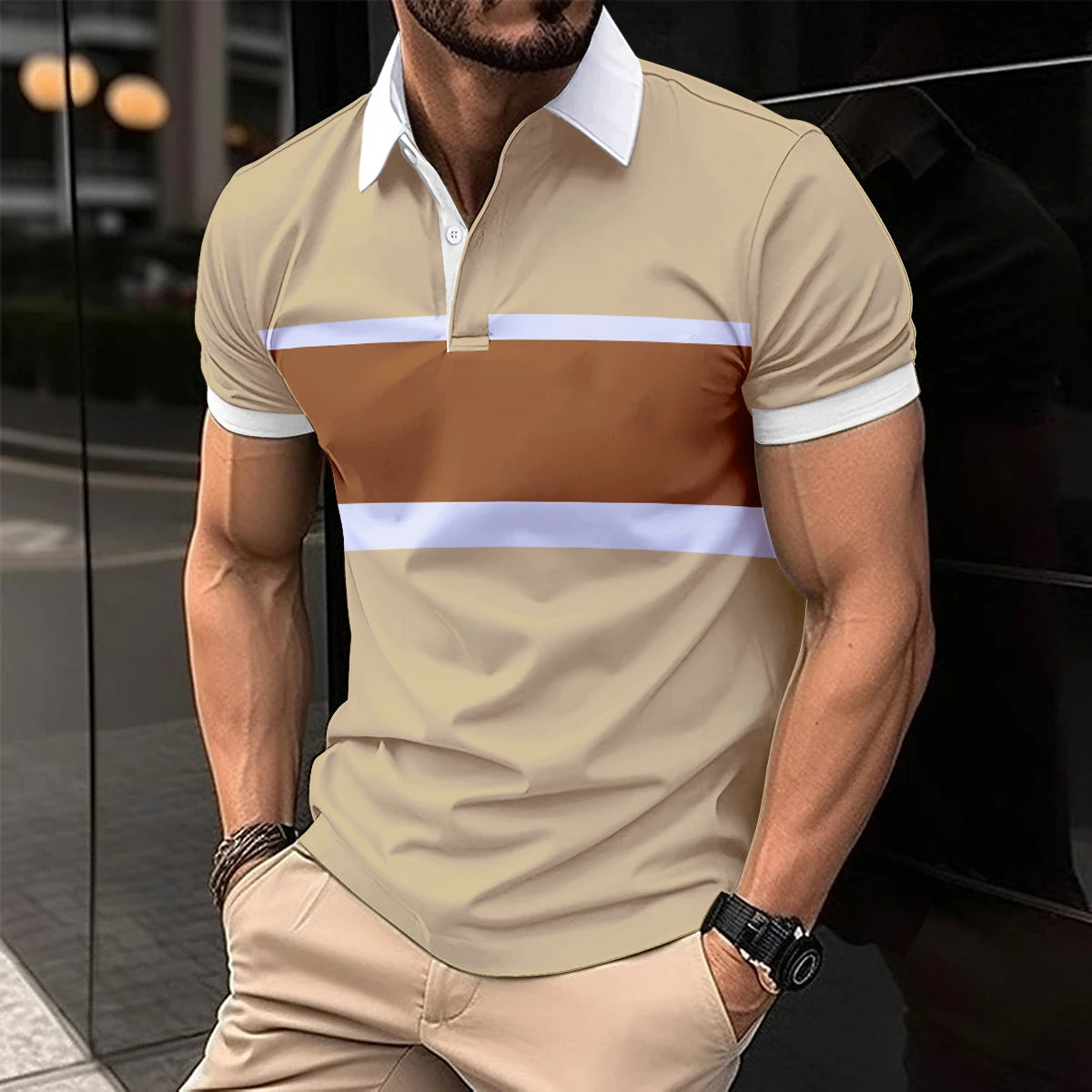 Trendy Short Sleeve Polo Shirt
