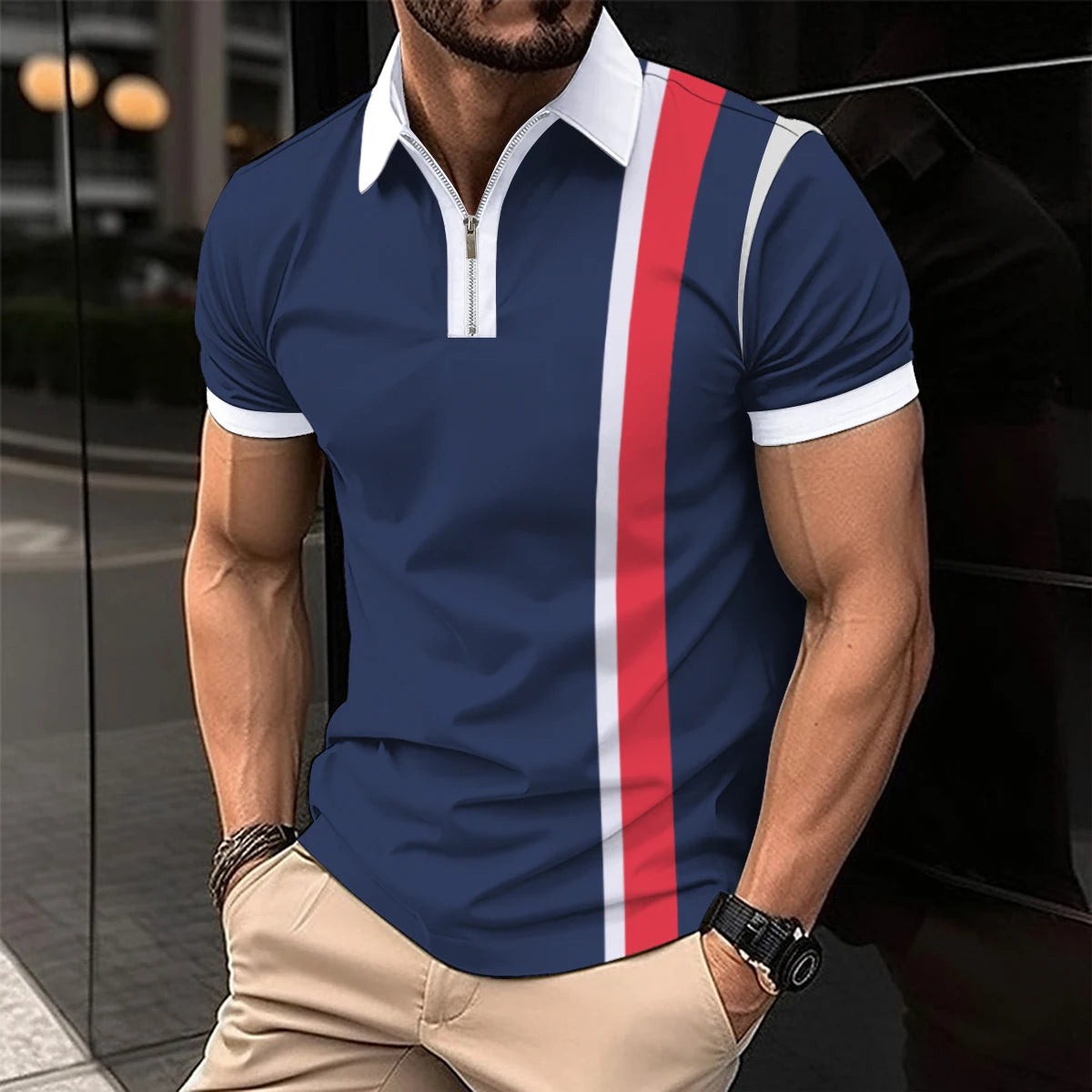 Trendy Short Sleeve Polo Shirt
