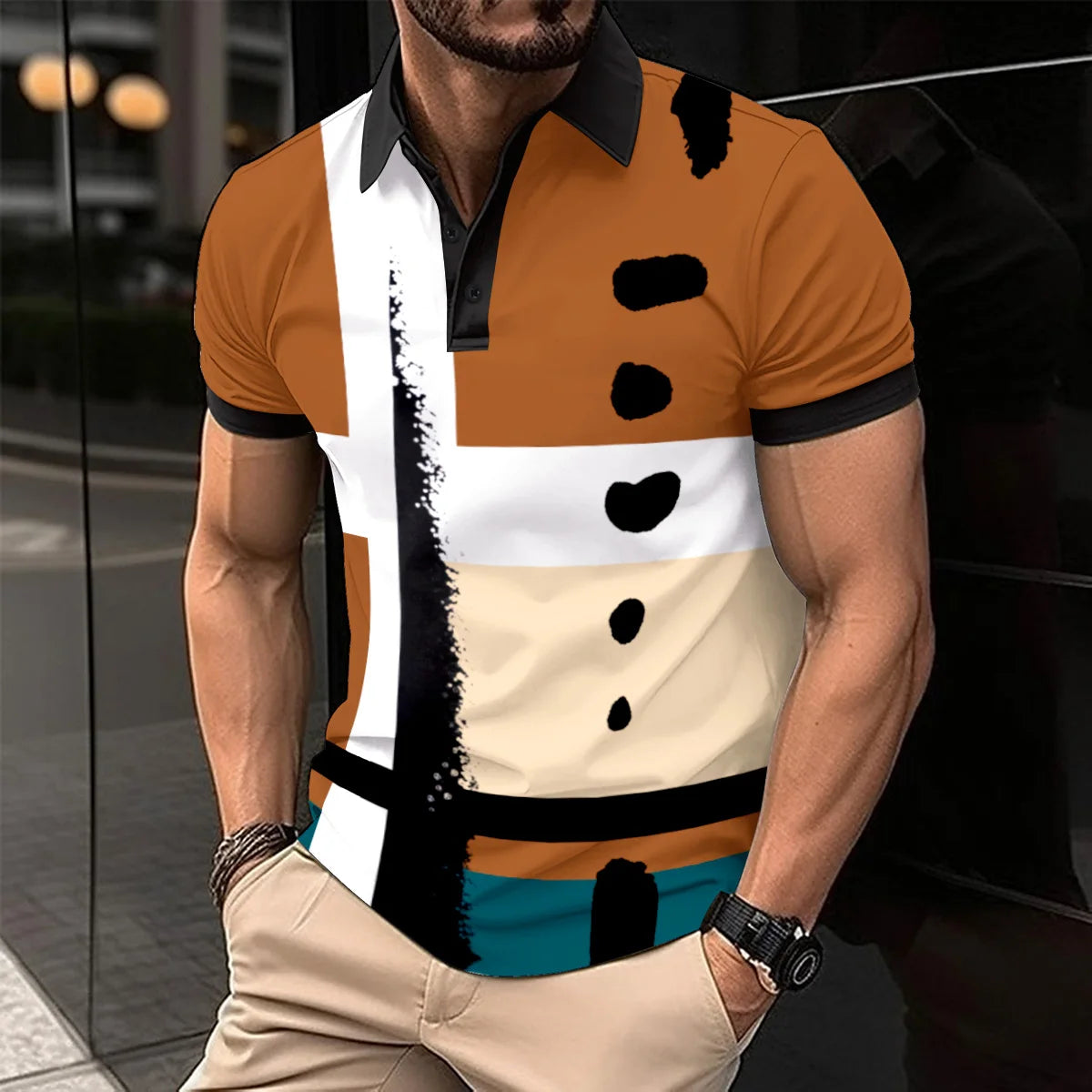 Trendy Short Sleeve Polo Shirt
