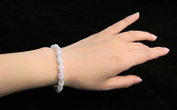 925 Sterling Silver Silver Flower and Hollow Ball Beads Bracelet Showcase