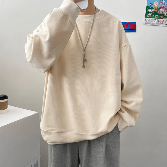 Simple Round Neck Sweatshirt- Men’s Loose Pullover
