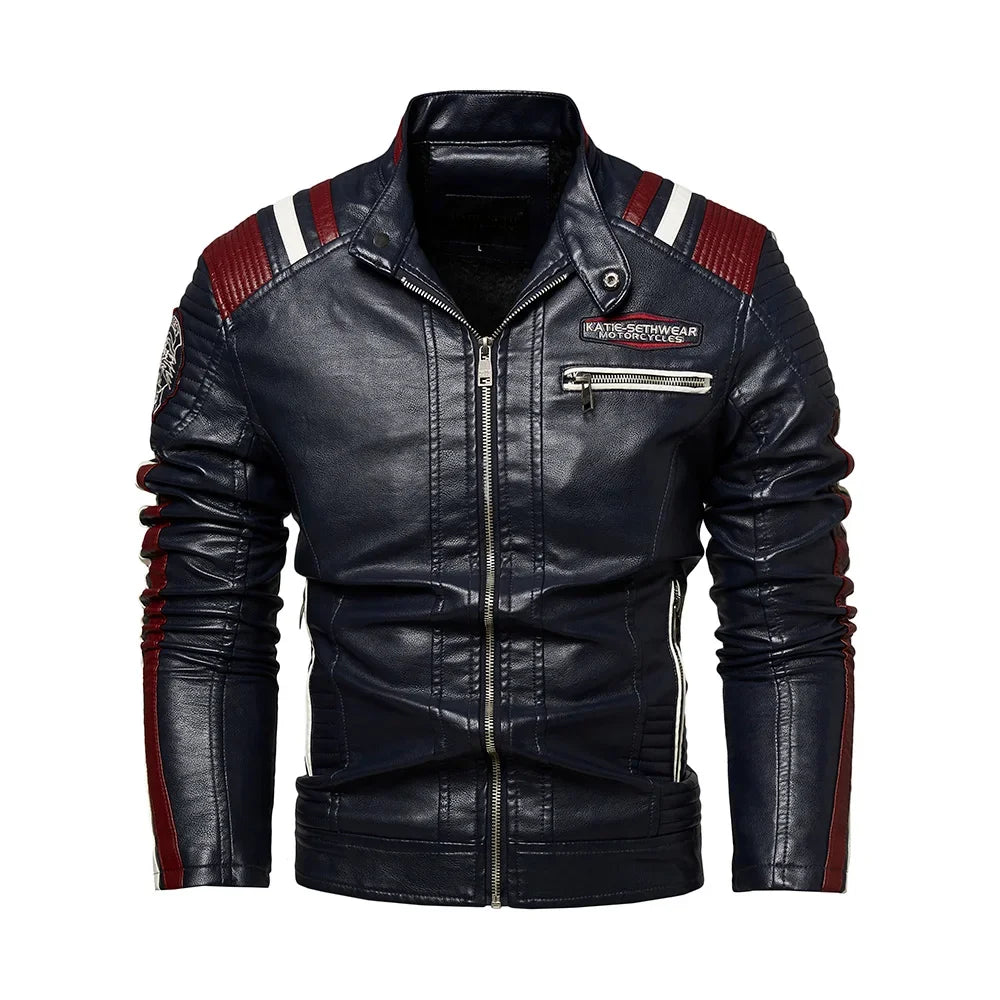 Stylish Slim Fit PU Leather Motorcycle Jacket

