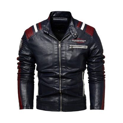 Stylish Slim Fit PU Leather Motorcycle Jacket

