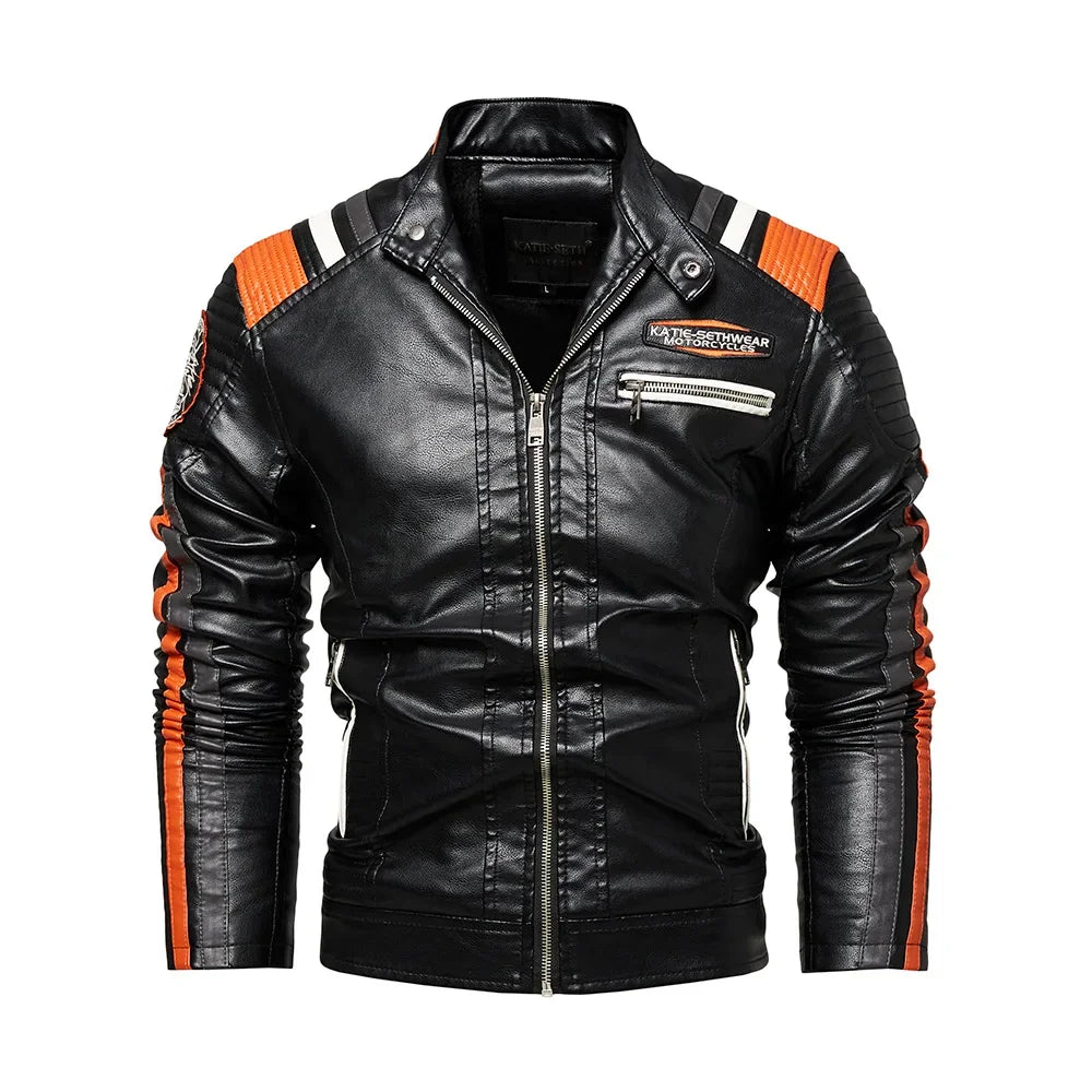 Stylish Slim Fit PU Leather Motorcycle Jacket
