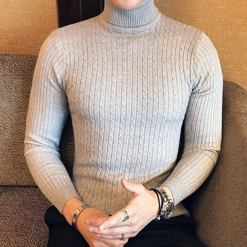Korean Slim Solid Color Turtleneck
