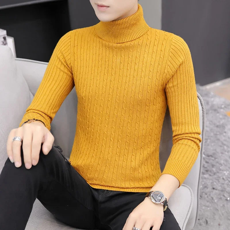 Korean Slim Solid Color Turtleneck
