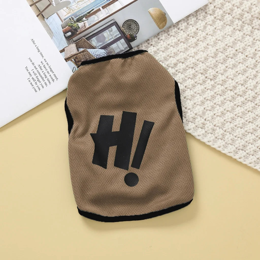 Soft Crew Neck Letter Print Dog Puffer Vest