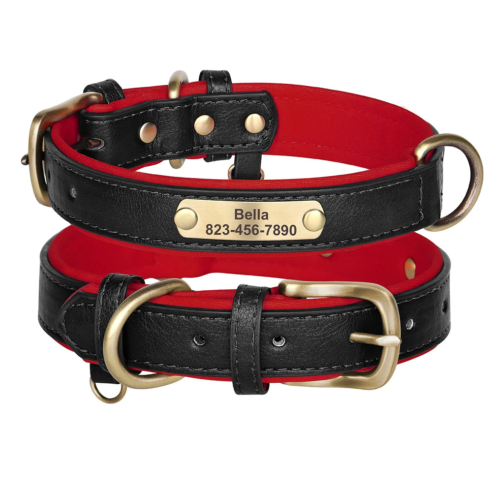 Soft Dog Collars - Adjustable Leather Padded Dog Collar