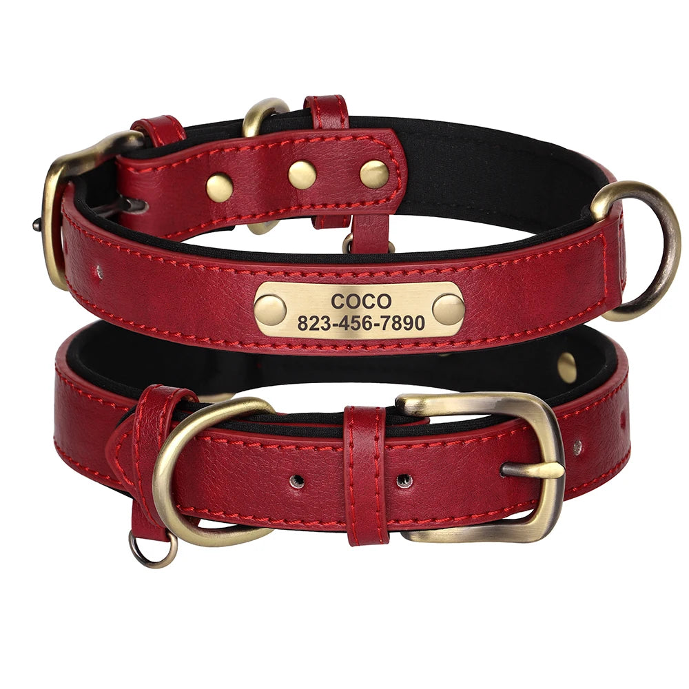 Soft Dog Collars - Adjustable Leather Padded Dog Collar