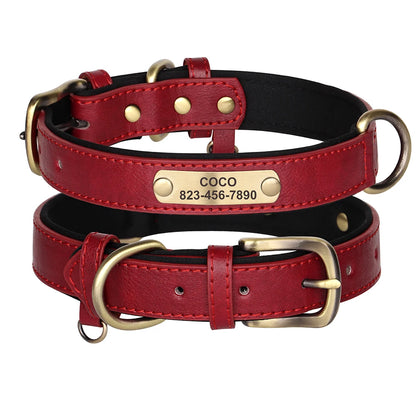 Soft Dog Collars - Adjustable Leather Padded Dog Collar