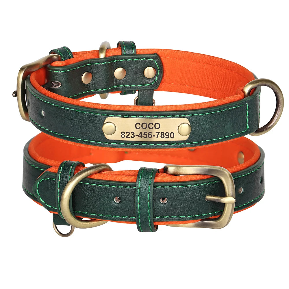 Soft Dog Collars - Adjustable Leather Padded Dog Collar