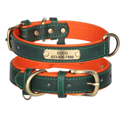 Soft Dog Collars - Adjustable Leather Padded Dog Collar