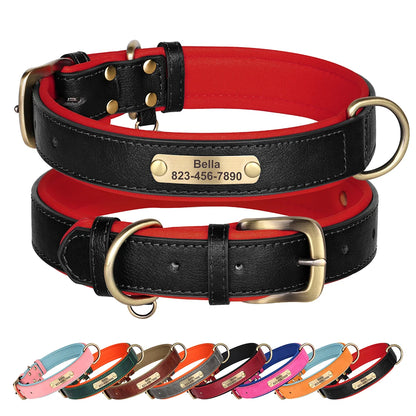 Soft Dog Collars - Adjustable Leather Padded Dog Collar