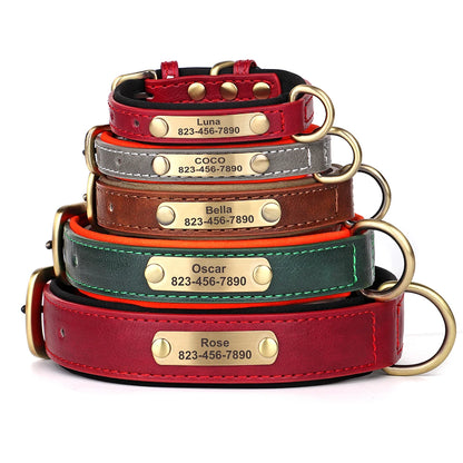 Soft Dog Collars - Adjustable Leather Padded Dog Collar