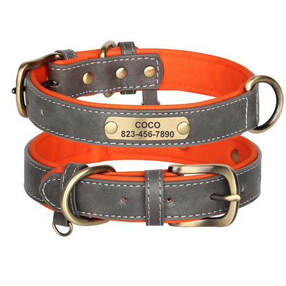 Soft Dog Collars - Adjustable Leather Padded Dog Collar