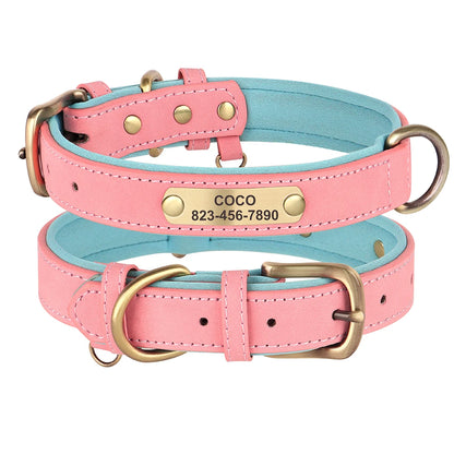 Soft Dog Collars - Adjustable Leather Padded Dog Collar