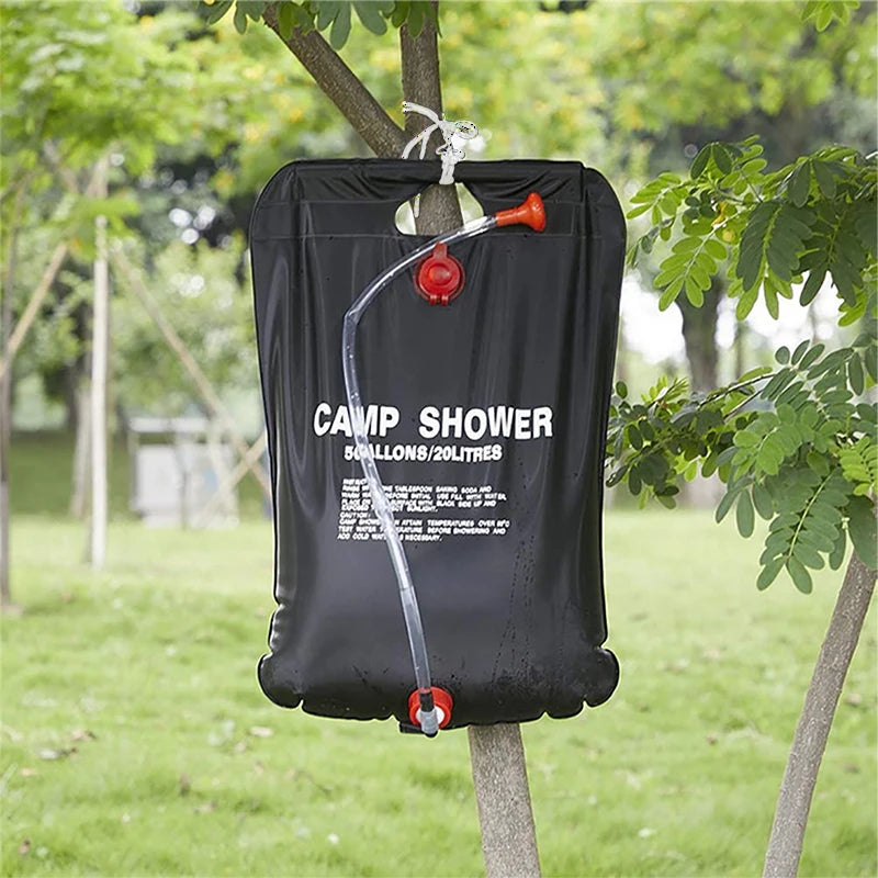 20L Foldable Solar Shower Bag - Outdoor Bath-Heated Water for Camping
