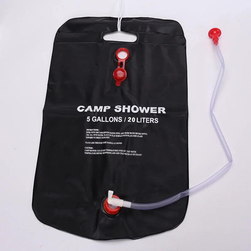 20L Foldable Solar Shower Bag - Outdoor Bath-Heated Water for Camping
