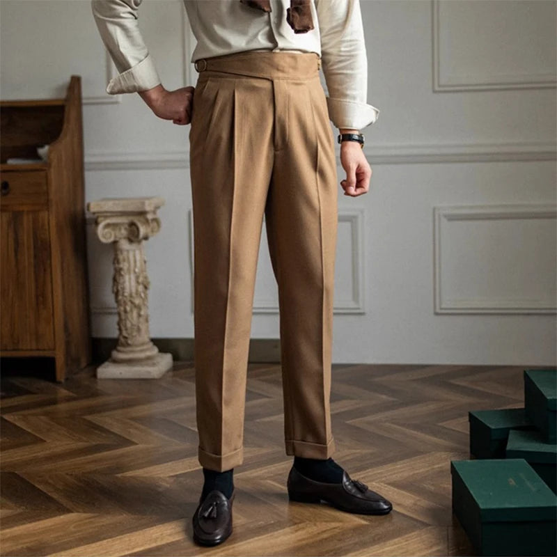 Trendy Spring Solid Color Suit Trousers
