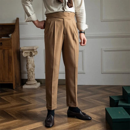 Trendy Spring Solid Color Suit Trousers
