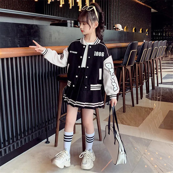 Junior Kids Baseball Uniform Suit Splicing Letter Jacket