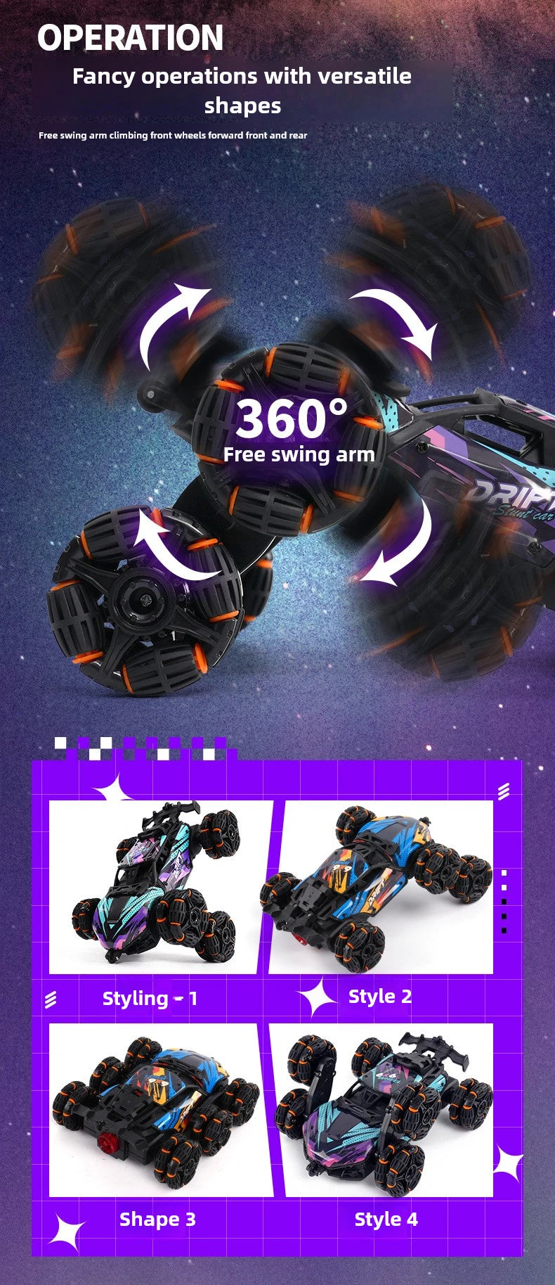 Spray Twisting Stunt RC Car - Six-Wheel Toy