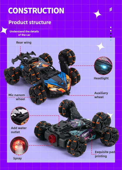 Spray Twisting Stunt RC Car - Six-Wheel Toy