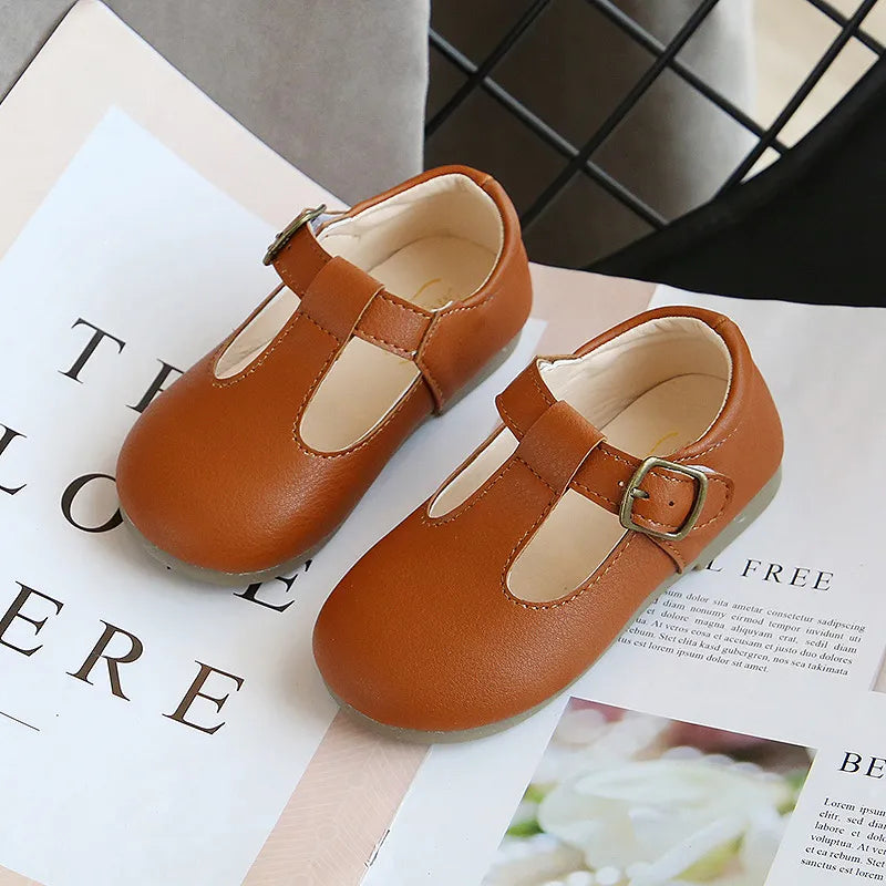 Spring Autumn T Strap Leather Shoes