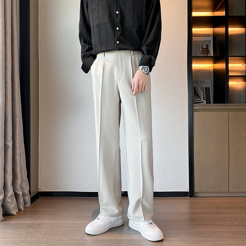 Spring/Summer Wide-Leg Men’s Suit Pants
