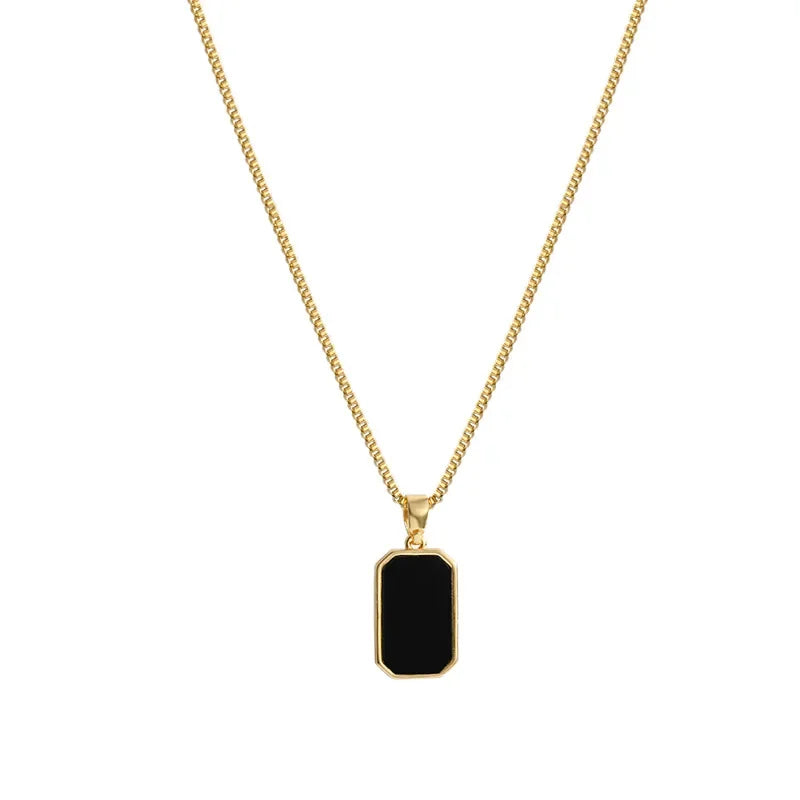 Square Black Necklace with Trendy Collarbone Chain
